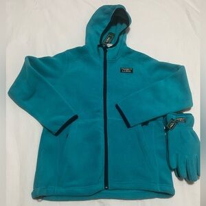 L.L. Bean Jacket Girls M -10-12 Blue Mountain Classic Fleece Hooded Full Zip